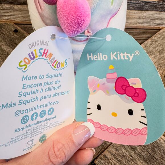 NWT-Hello Kitty Unicorn Ice Cream Cupcake Plush Squishmallow by Sanrio, 6.5” - Picture 7 of 10